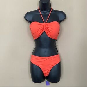 NEW Primark Orange Halter Bandeau Bikini Set